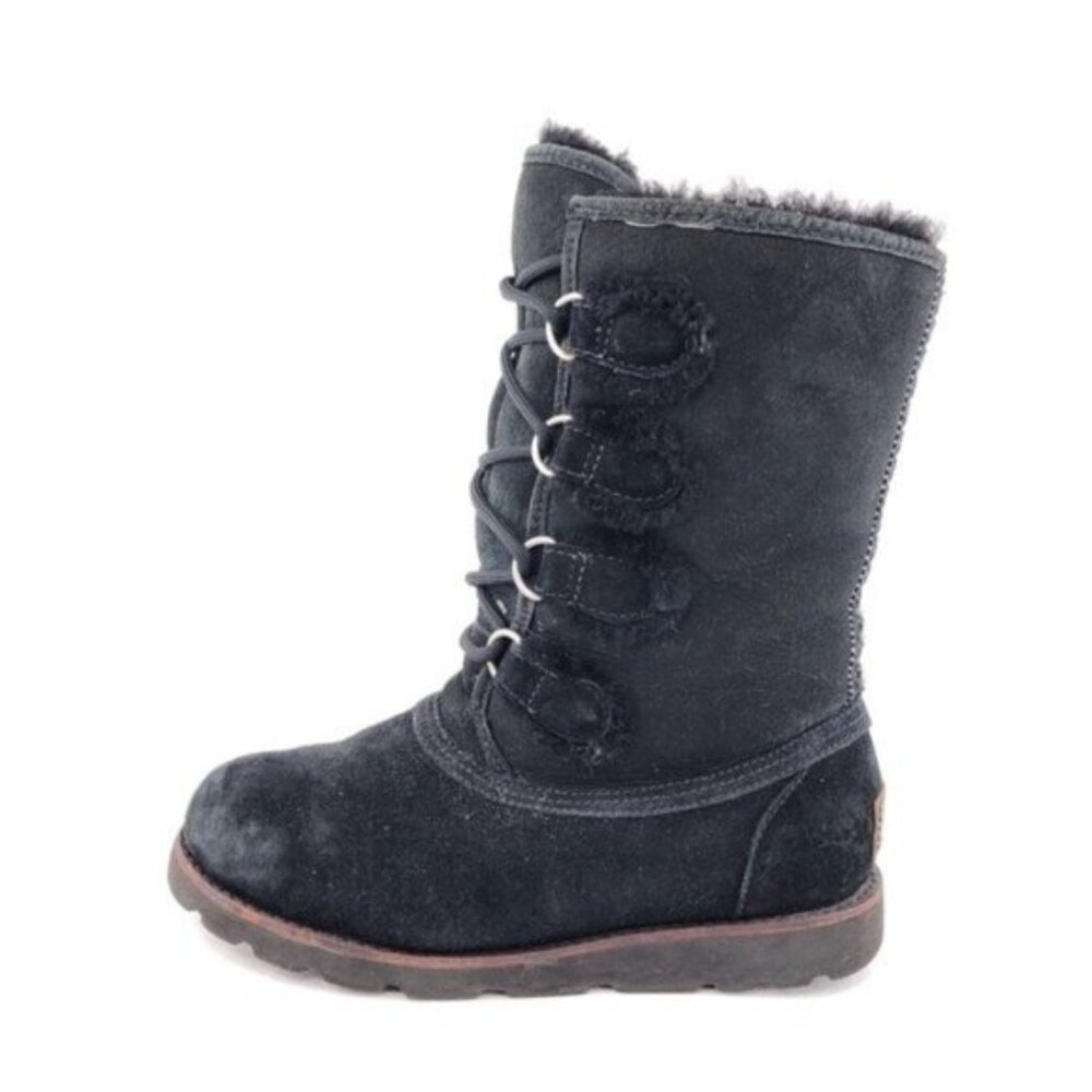UGG Rommy Black Suede Shearling Winter Boots 6